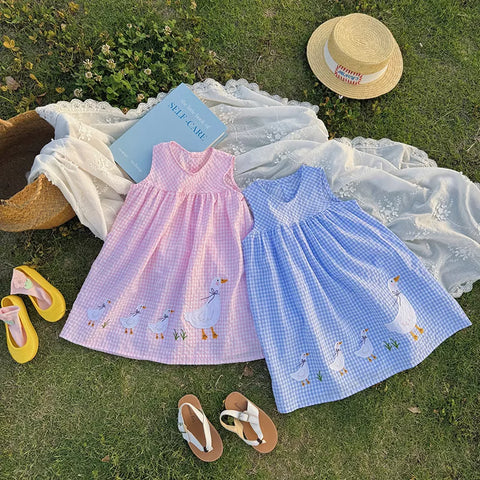 Girls Gingham Mother Goose Dress