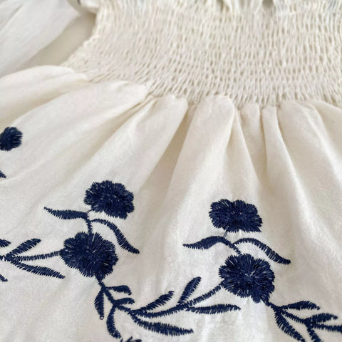 Baby Girl Emb Hem Smocked Bodysuit Dress