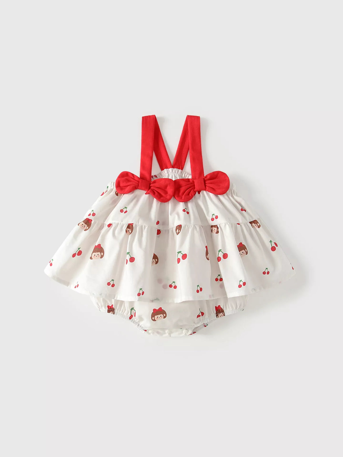 Baby Girl Double Bow Cherry Bodysuit Dress