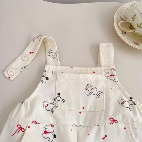 2 pc Unisex Kids French Poodle Tank & Overalls Set