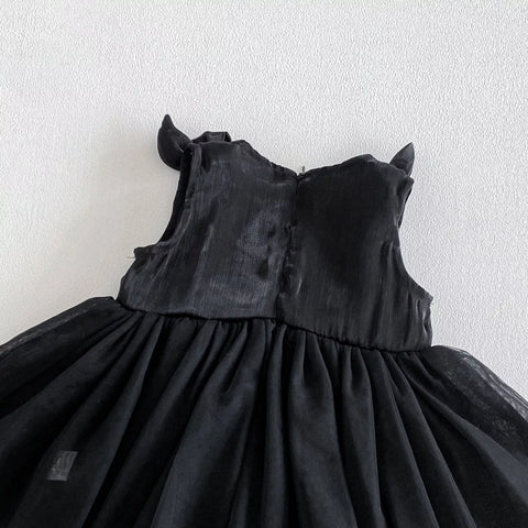 Baby Girl Sateen Bow Collar Bodysuit Dress