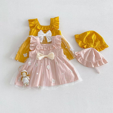 2 Pc Baby Girl 3D Butterfly Mesh Dress w/ Hat