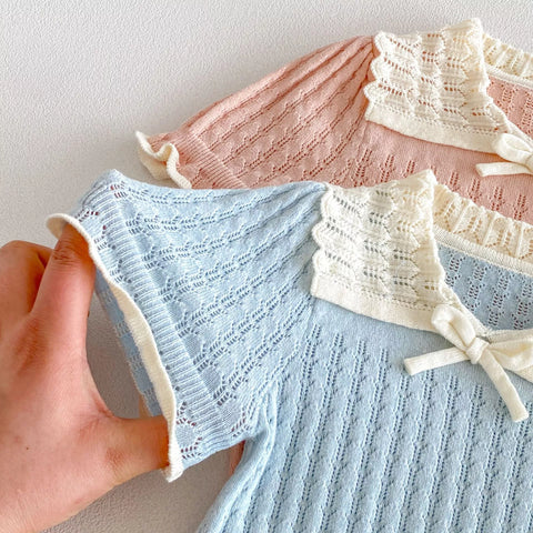 Baby Girl Pointelle Knit Collar Shirt
