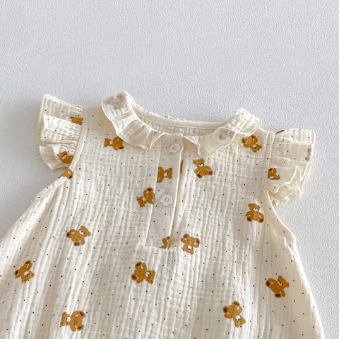 2 Baby Girl Teddy Bear Bodysuit w/ Bonnet Hat