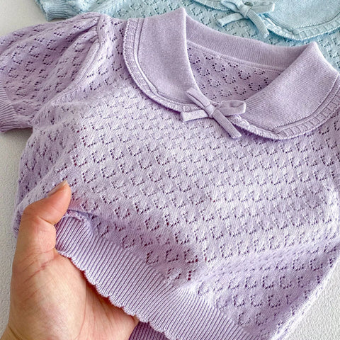 Baby Girl Pointelle Peter Pan Collar Shirt