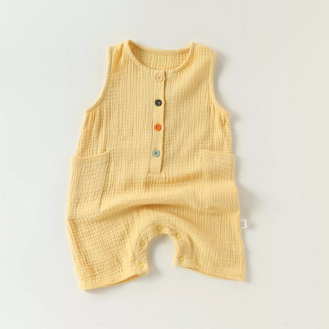 Unisex Baby Sleeveless Rainbow Button Romper