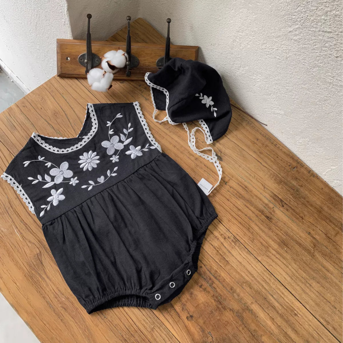 Baby Girl Vintage Embroidered Bodysuit