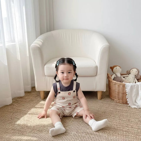 Unisex Baby Hamburger Print Overall & Tank Top Set