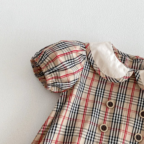 Baby Girl Plaid Peter Pan Collar Bodysuit