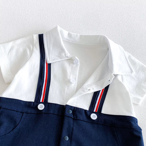 2 in 1  Baby Boy Suspender Overall Romper