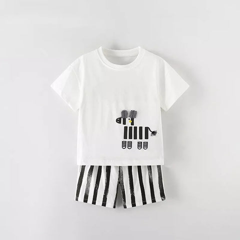 2 Pc Boys Zebra Print Tee & Shorts Set