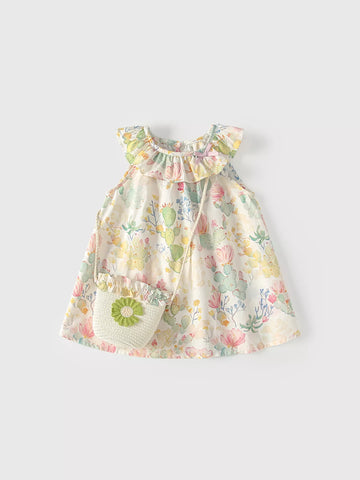 2 Pc Baby Girl Cactus Print Dress & Bag
