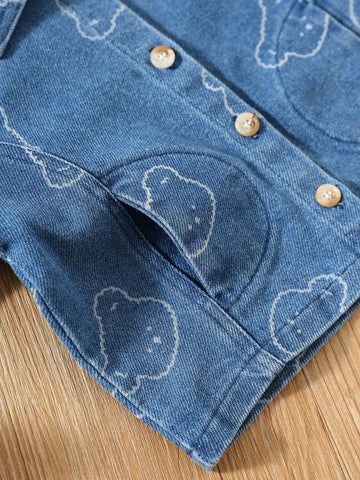 Boy Bear Print Denim Set