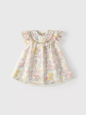 Girls Round Collar Floral Gardenia Dress