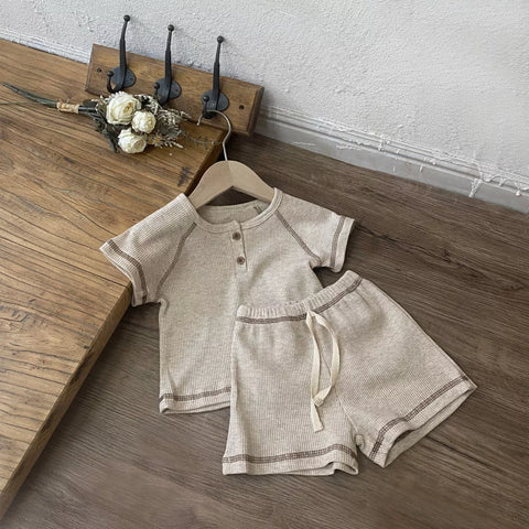 2 Pc Baby Boys Waffle Knit Set