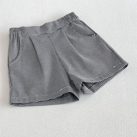 2 Pc Boys Houndstooth Bow Tie Vest Shirt & Shorts Set