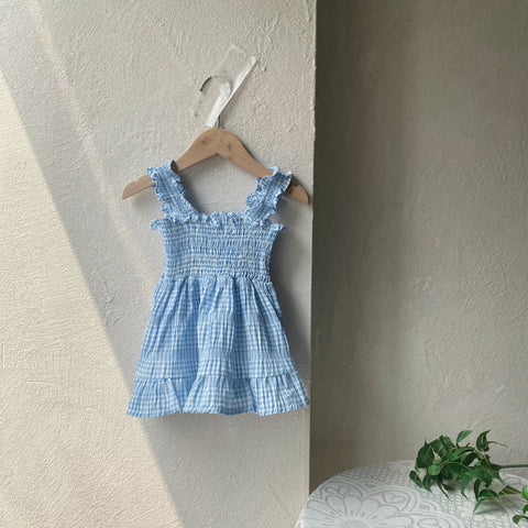 Girls Plaid Smocked Bodice Dress