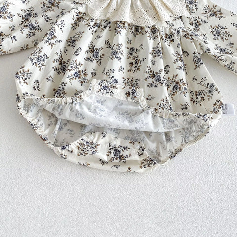 2 Pc Baby Girl Scallop Collar Paisley Print Bodysuit