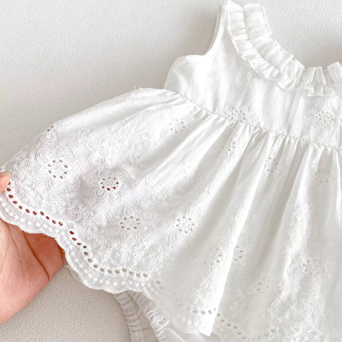 Baby Girls Bow Back Crochet Lace Dress