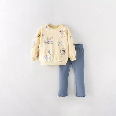 2 Pc Girls Fairy Print Sweatshirt & Leggings Set