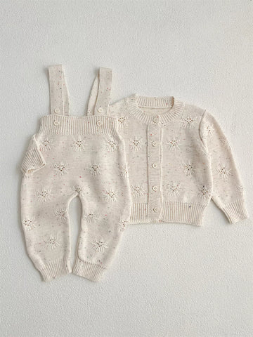 2 Pc Baby Girl Knit Sun Pointelle Set