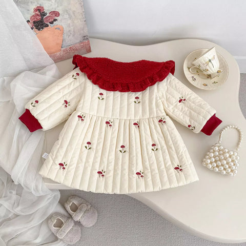 Girl Fleece Lined Padded Mushroom Coat