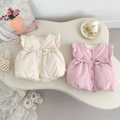 Girl Fleece Lined Puffy Bow Vest