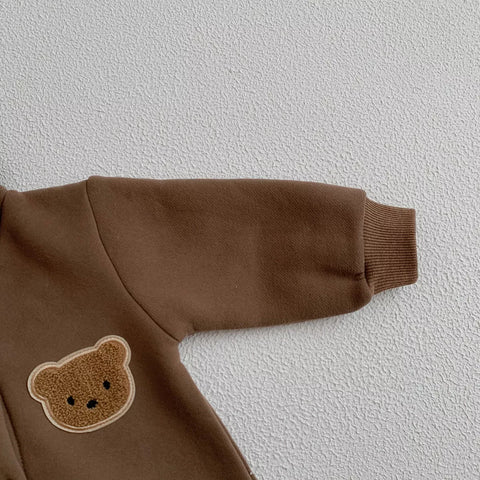 Baby Bear Hooded Fleece Romper