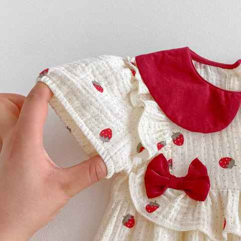 Baby Girl Strawberry Contrast Collar Bodysuit
