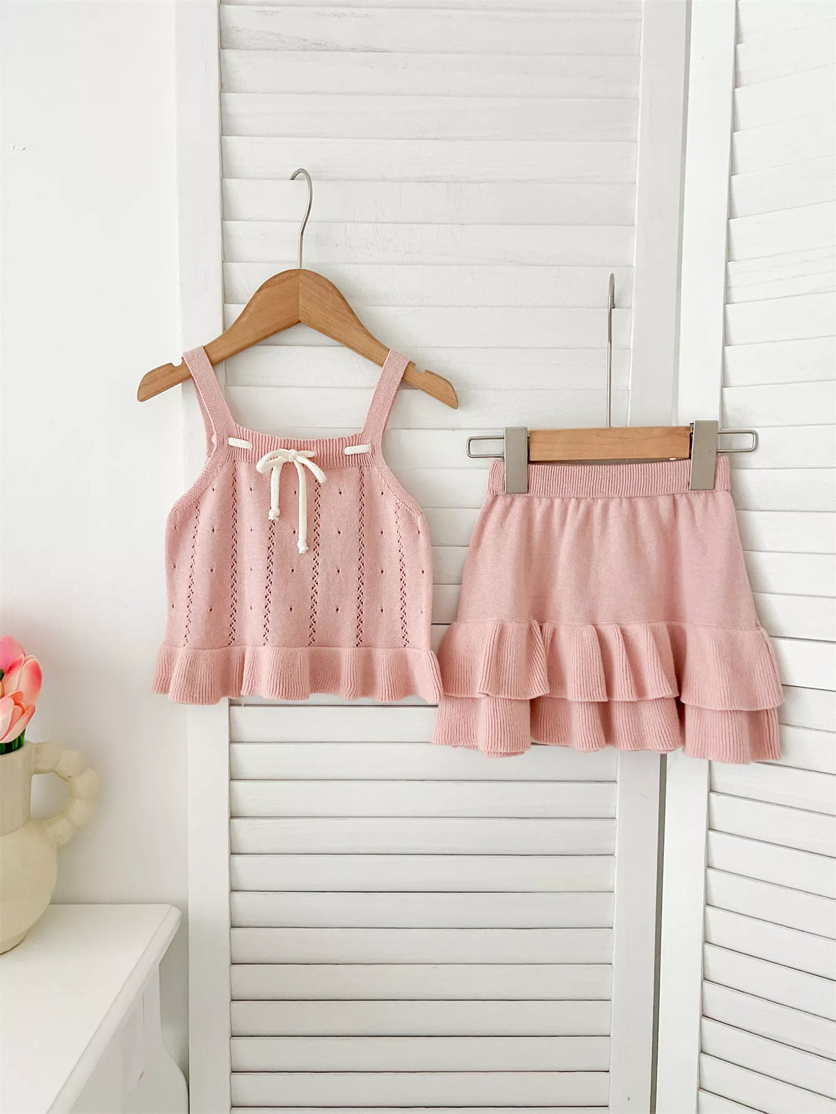 2 Pc Girls Pattern Knit Cami w/ Skirt