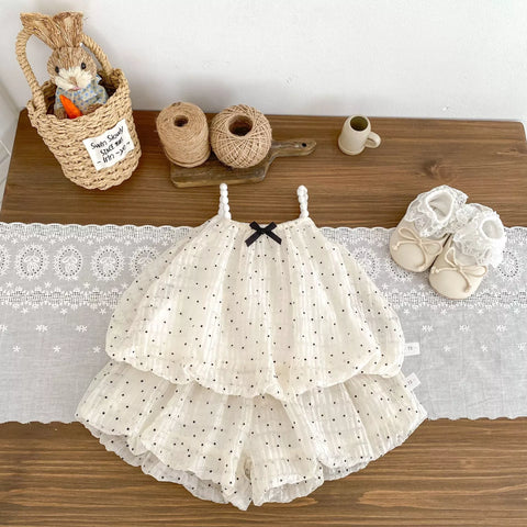 2 Pc Baby Girl Polka Dot Bubble Cami & Shorts Set