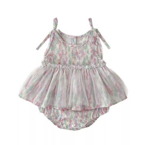Baby Girl Watercolor Tulle Skirt Bodysuit