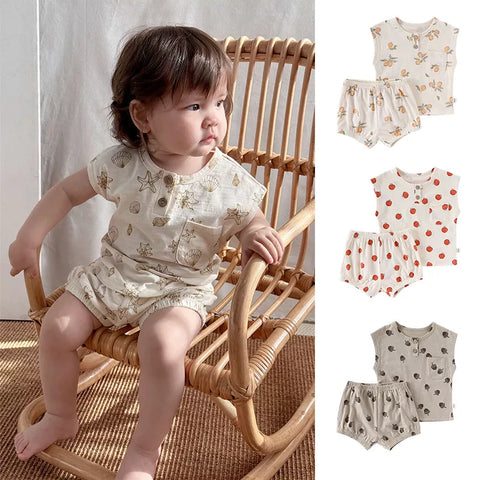2 Pc Baby Boy Sleeveless Summer Tank & Shorts Set
