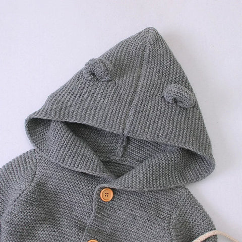 Baby Knit Button Up Bear Romper