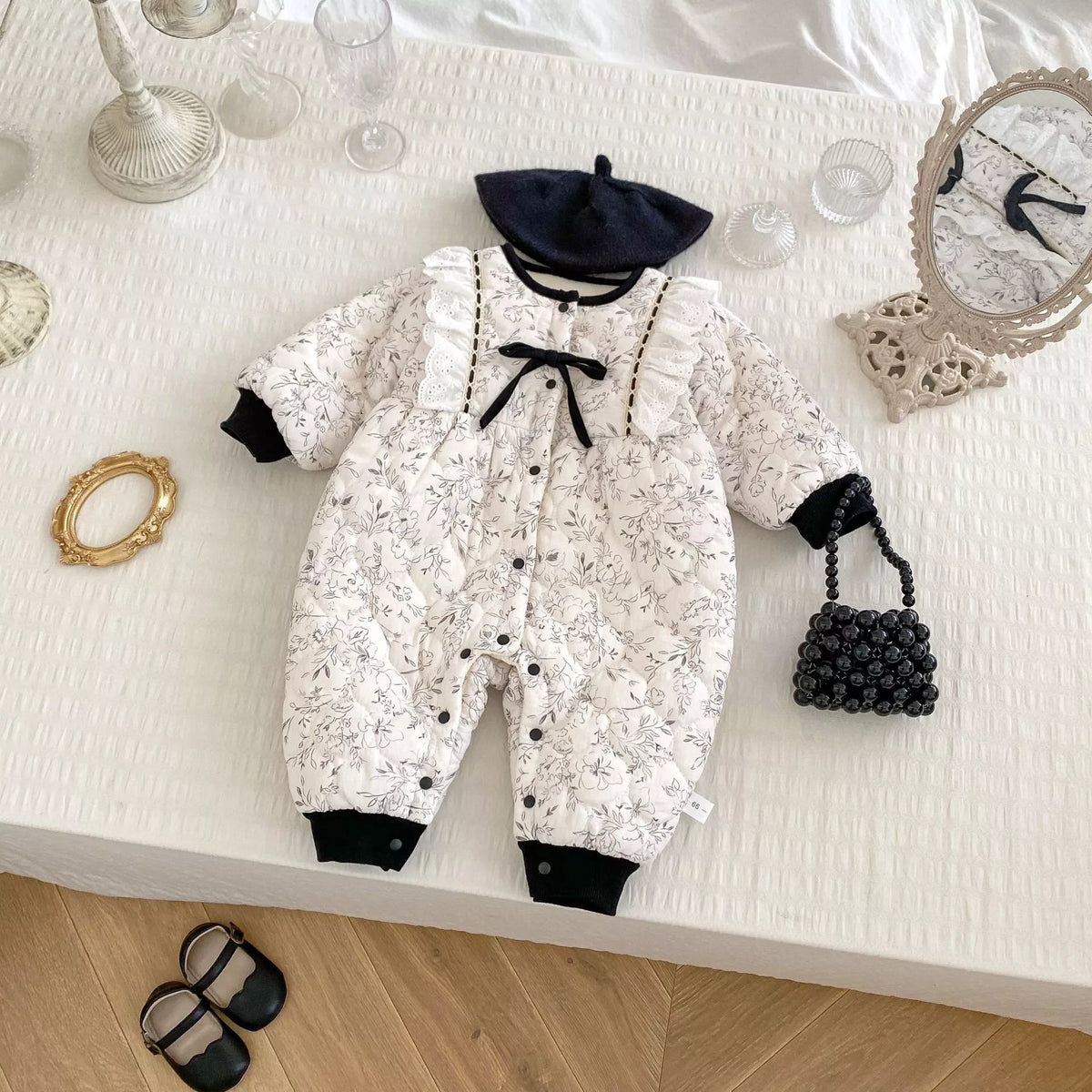 Baby Girl Chic Floral Padded Romper