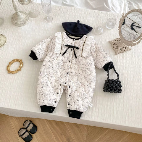Baby Girl Chic Floral Padded Romper