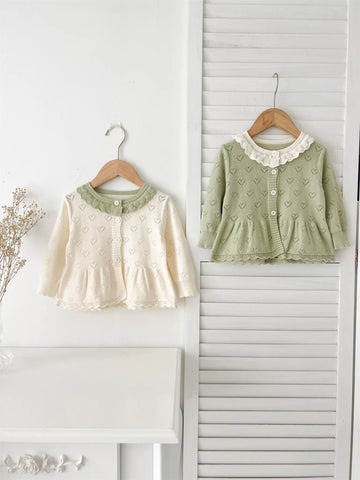 Baby Girl Hearts Peplum Cardigan Sweater