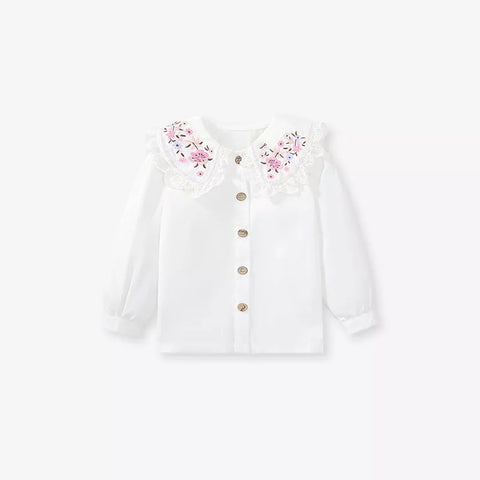 2 Pc Girls Cotton Overall Dress with Collar Shirt
