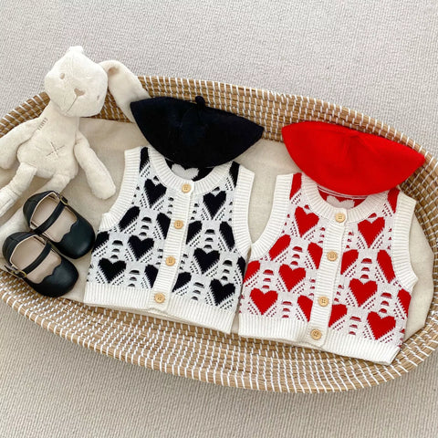 Baby Girl Hearts Knit Sweater Vest