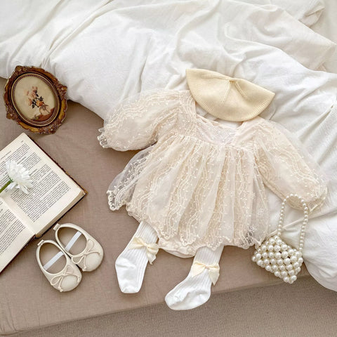 Baby Girl Romantic Lace Square Neck Dress