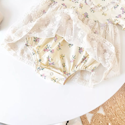 Baby Girl Lace and Floral Collar Sun Dress