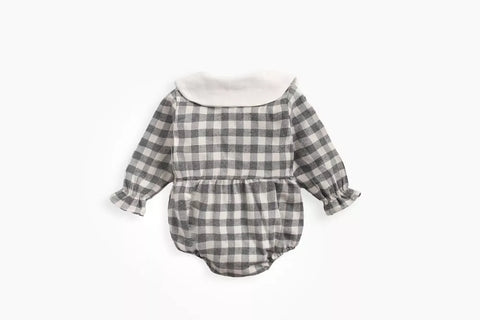 Baby Girl Buffalo Plaid Peter Pan Collar Bodysuit