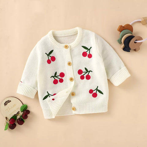 Baby Girl Cherry Cardigan Sweater