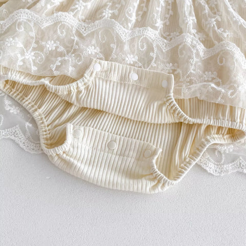 2 pc Baby Girl Spring Lace Overlay Bodysuit Dress