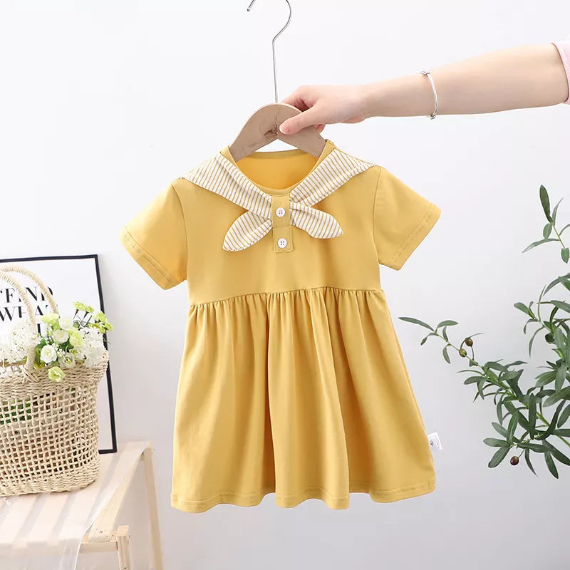 Girls Faux Stripe Scarf Comfy Dress