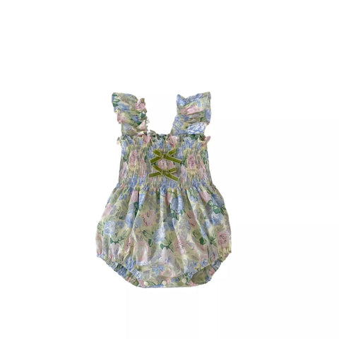 Girls Watercolor Floral Smocked Dress/Bodysuit