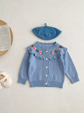 Baby Girl Flower Embroidered Cardigan