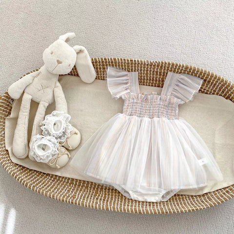Baby Girl Vertical Stripes Smocked Dress