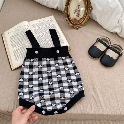 2 Pc Baby Girl Hearts Blocks Knit Cardigan & Bodysuit Set