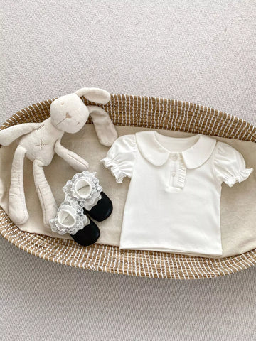 2 pc Baby Girl Collar Shirt w/ Ruffle Skirt